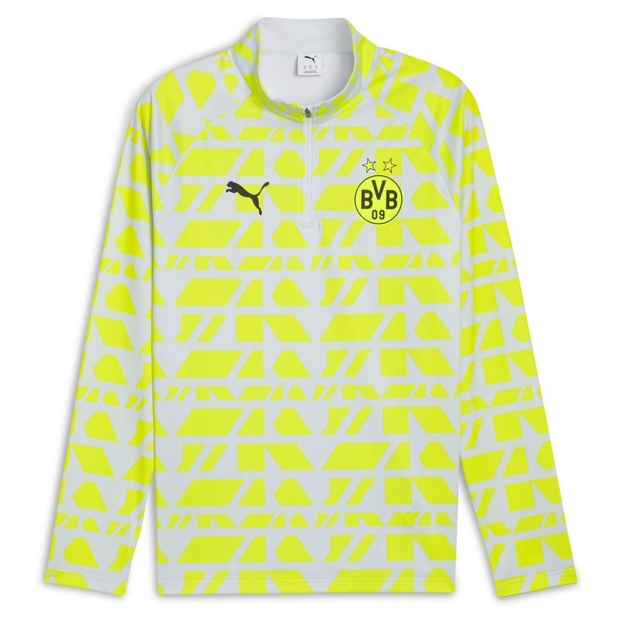 Dortmund Training Shirt Pre Match 1/4 Zip - Silver Metallic/Yellow Alert - Men's-SoccerKits Hub | Buy Soccer Jerseys Online